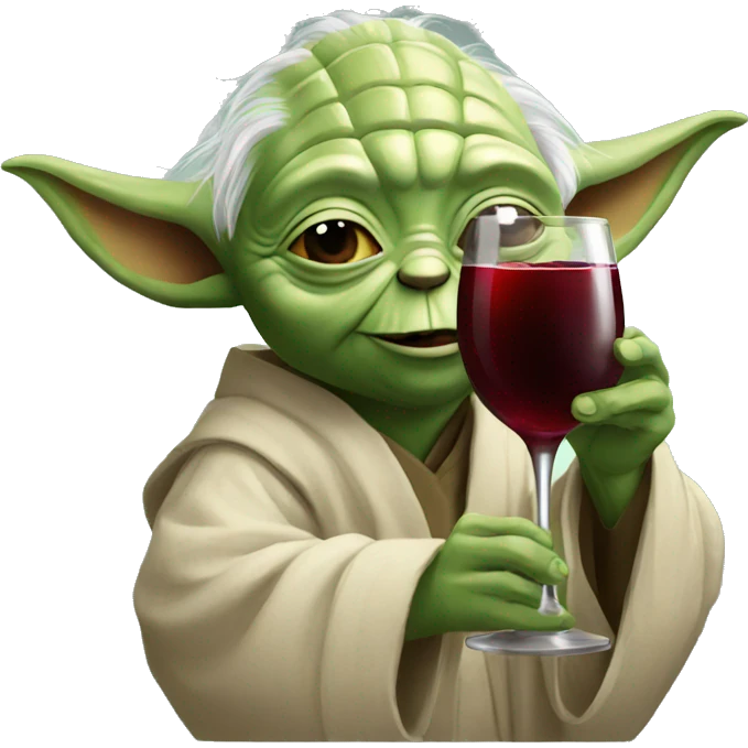happy yoda drinking red wine emoji