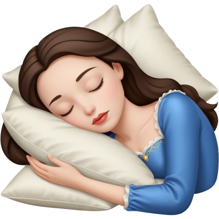 sleeping beauty brunette white girl with a silk pillow emoji