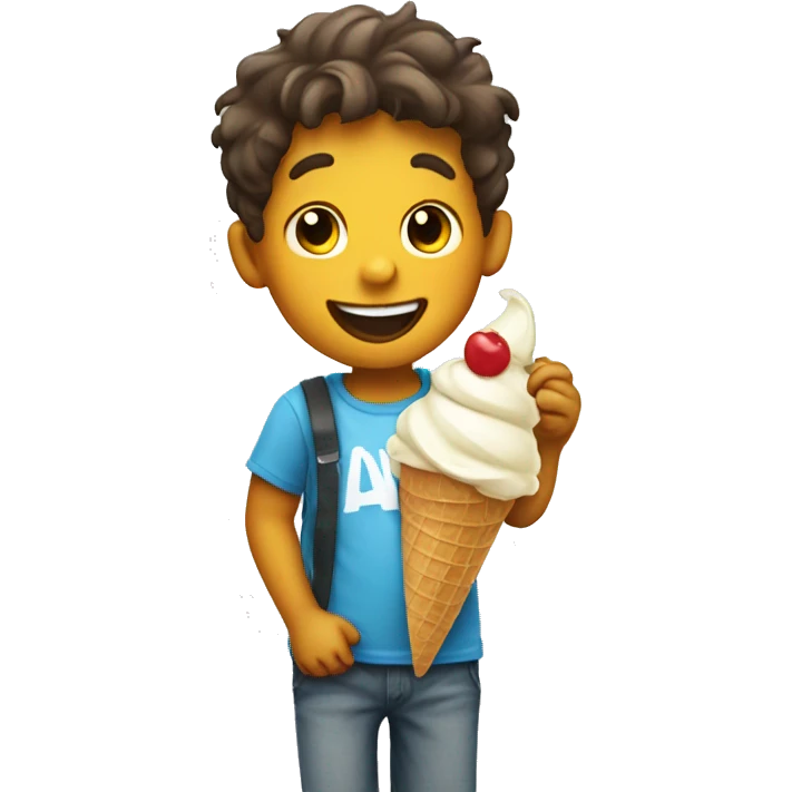 happy boy with ice cream emoji