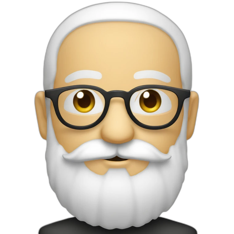quarantenaire blanc barbu avec des lunettes ronde  emoji