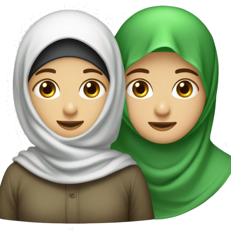 Un homme turc jeune qui prend dans ses bras une femme voilée d’un Hijab vert clair  emoji