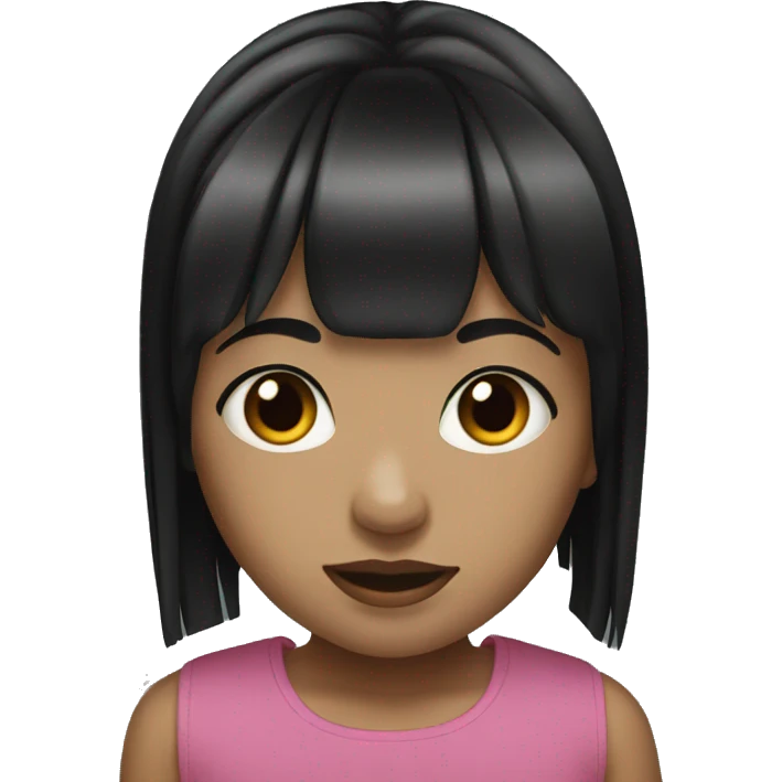 young girl with black hair and a fringe emoji