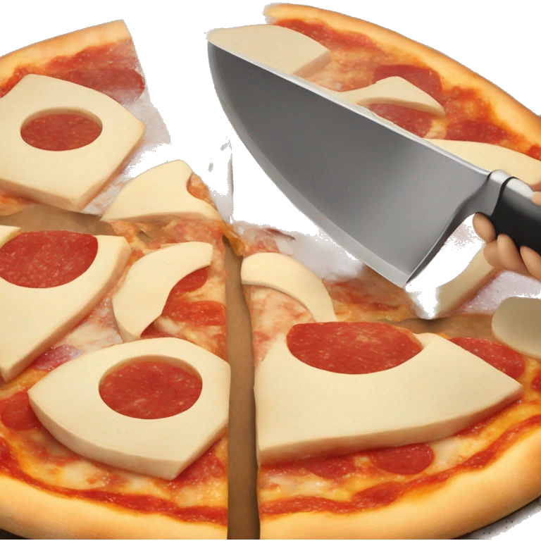 cutting a pizzal in perfect slices emoji