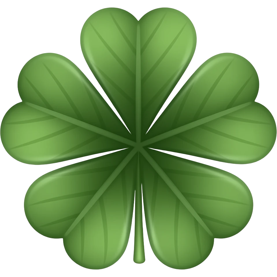 A Black 4-leaf clover with 5 leaves and no stem emoji