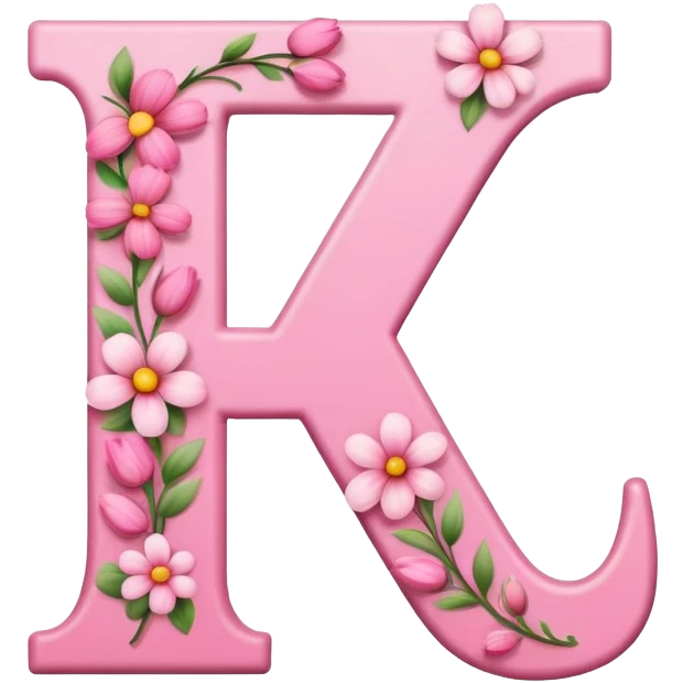 Pink, romantic, flowery, the letter “E” emoji