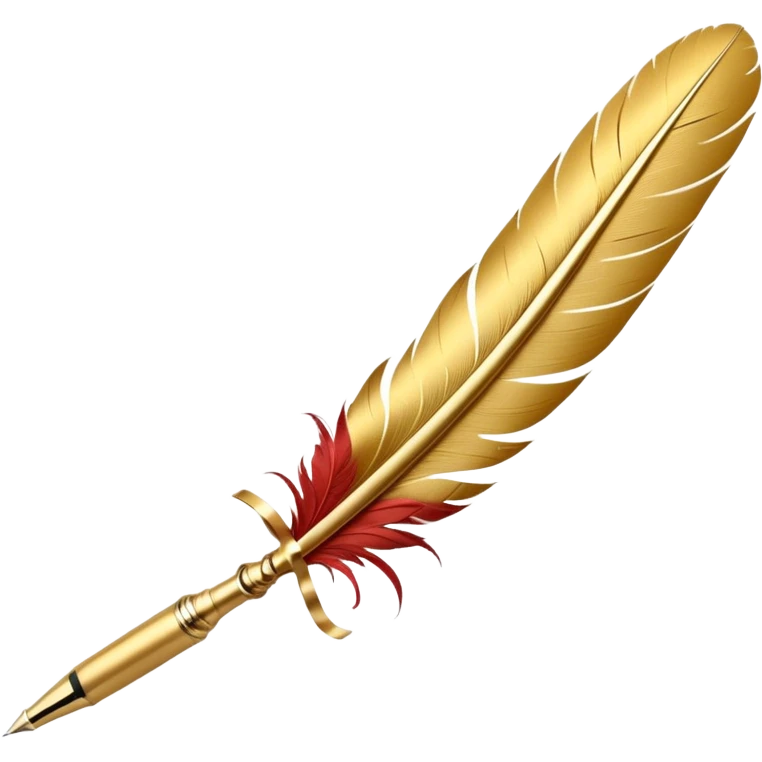 3D perspective academic premium golden ink feather pen emoji