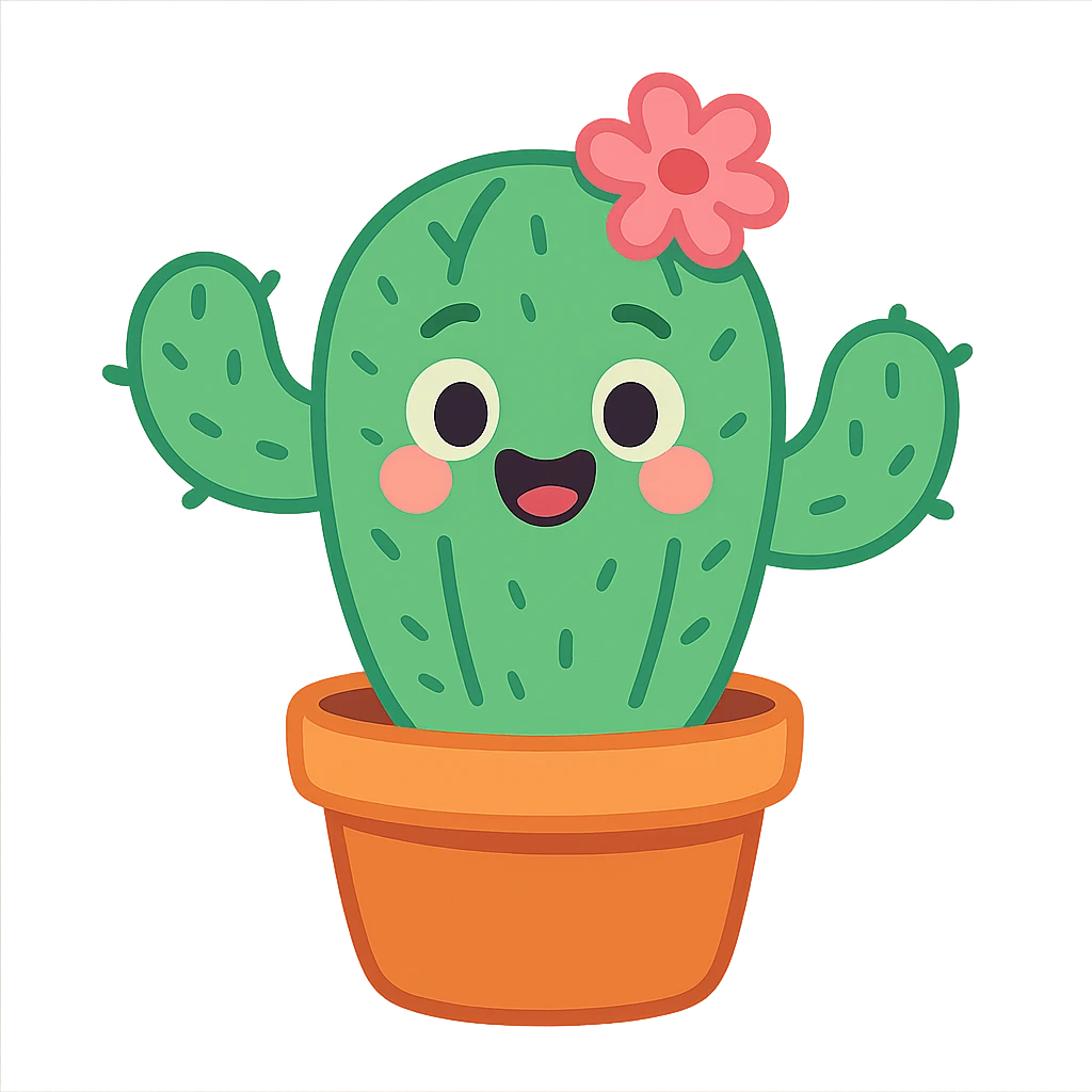 happy cactus in a pot emoji