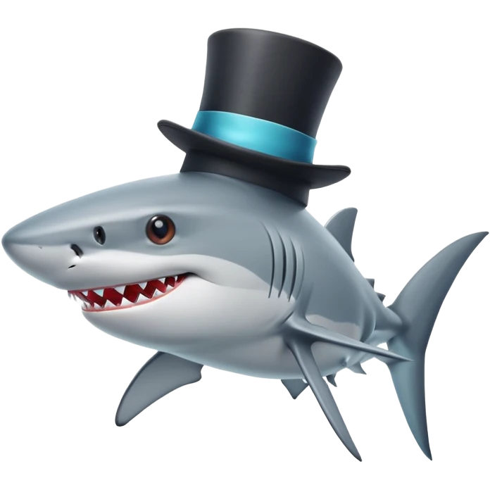 Shark with a top hat emoji