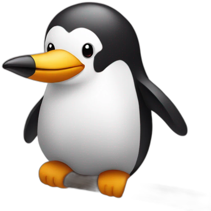 Pinguin who is wearing a pink short on a pole bar emoji