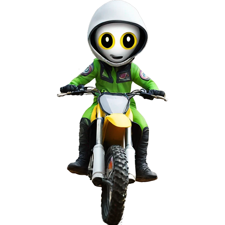 Alien on dirt bike emoji