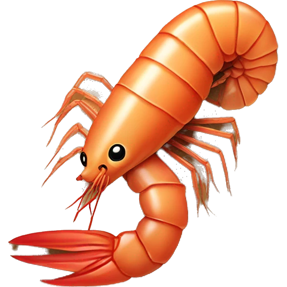 A shrimp resting on the beach emoji