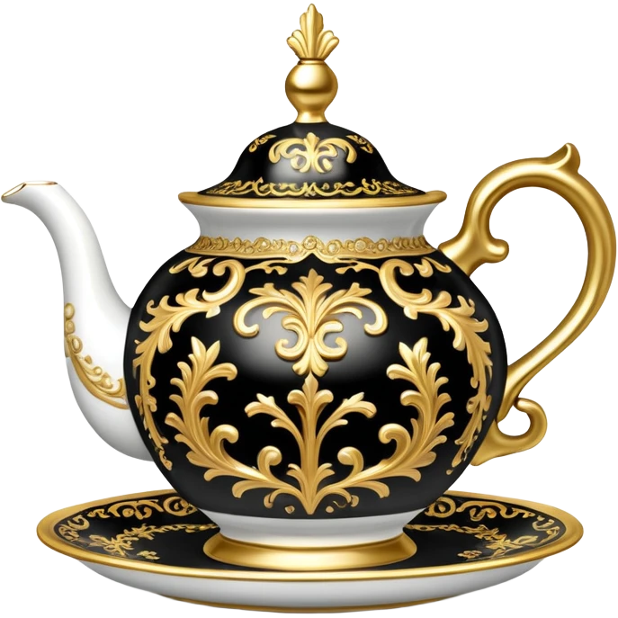 Black Christmas rococo tea set emoji