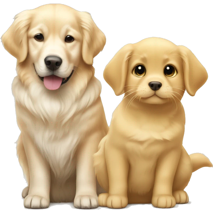 1 pale yellow golden retriever and 2 golden chinchilla cats  emoji