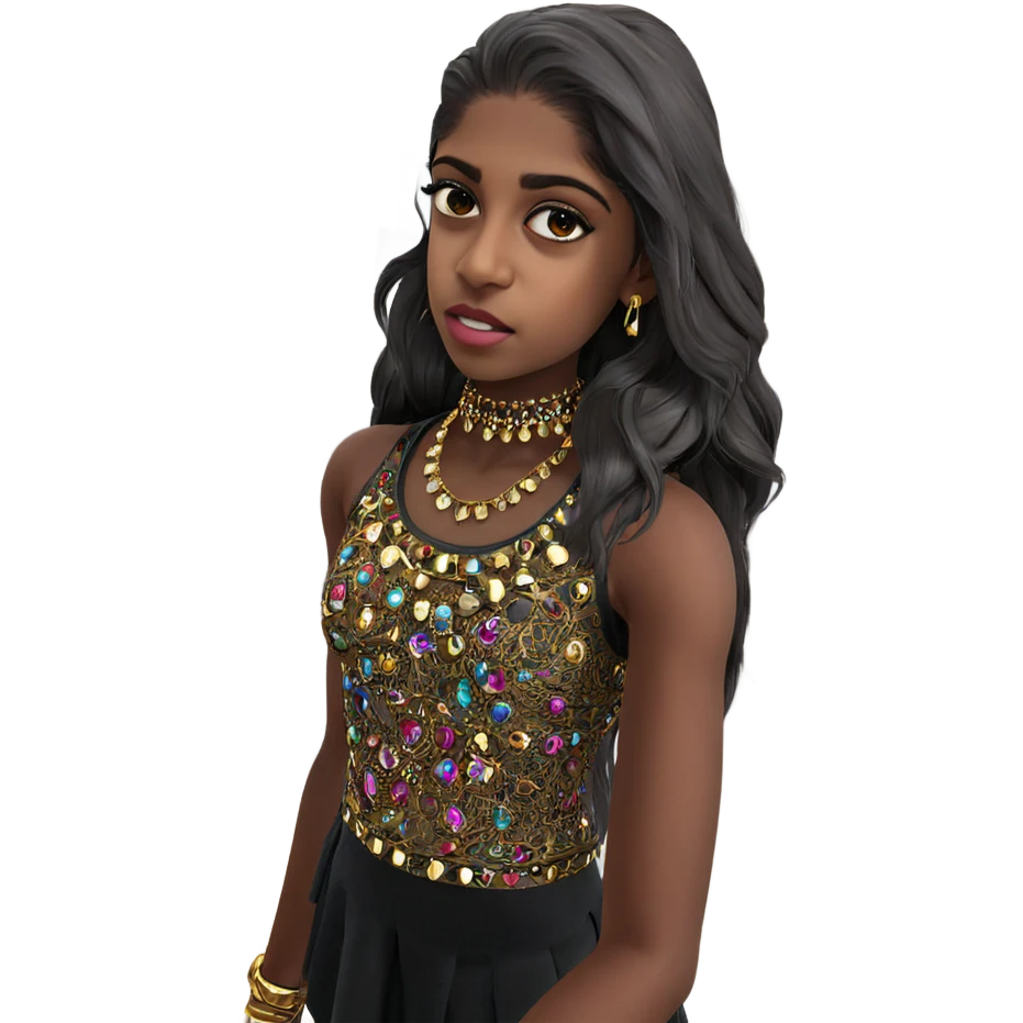 dark-skinned girl with jewelry emoji