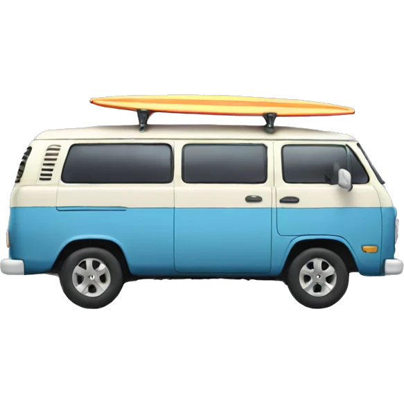 Van with surfboard on roof emoji