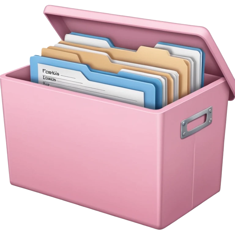 Light Pink file folder full of documents storage box with label emoji