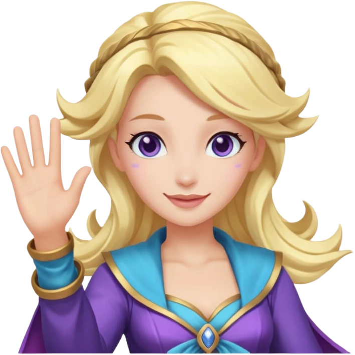 Эмодзи Серафина из лиги легенд машет рукой emoji