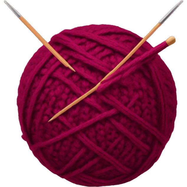 burgundy ball of thread with knitting needles emoji