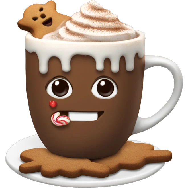 hot chocolate with gingerbread man emoji