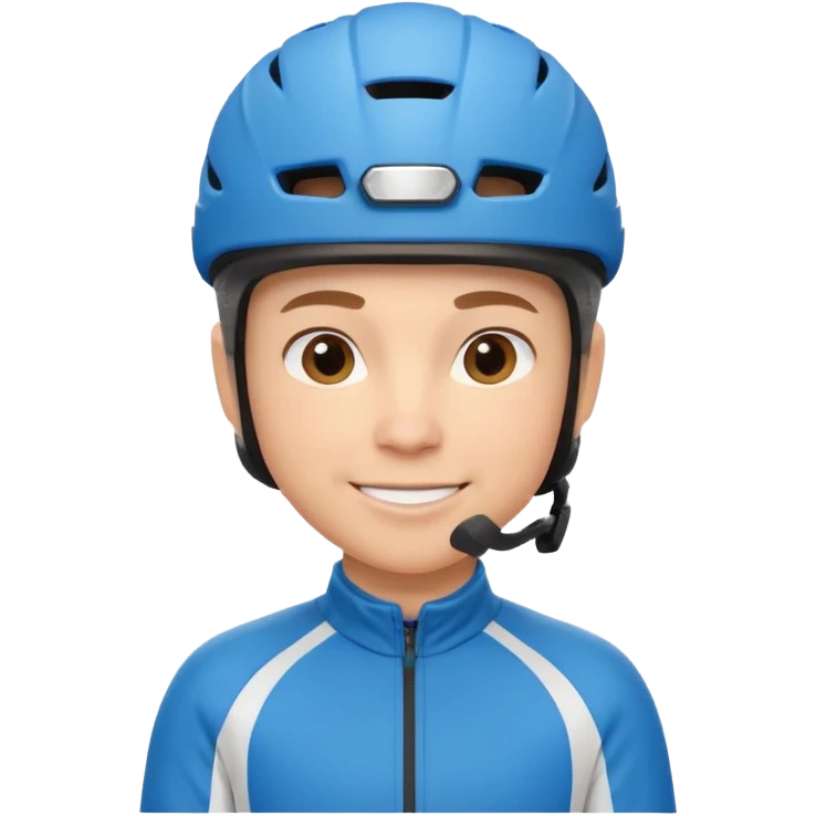 cute cycling coach portrait, head and shoulders only, helmet, sporty jacket, confident smile, 3D cartoon, mobile game icon style, clean background, no text, no watermark
 emoji