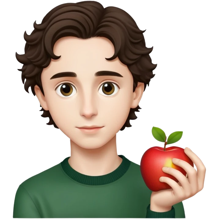 Timothée Chalamet holding Apple logo emoji