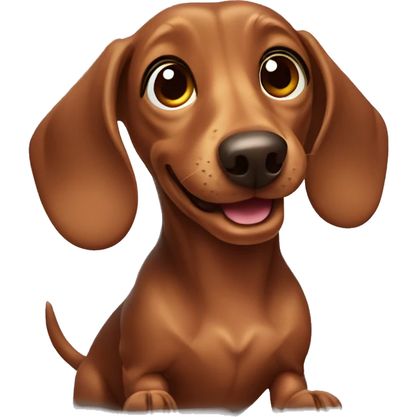 brown dachshund playing emoji