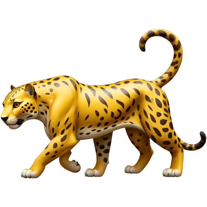 cinematic-jaguar-realistic-full-body-standing-emoji,-muscular-and-stealthy-frame-ready-to-pounce,-long-tail-curving-slightly,-head-tilted-dramatically,-sleek-yellow-fur-with-dark-rosettes,-piercing-yellow-eyes,-simplified-yet-realistic emoji