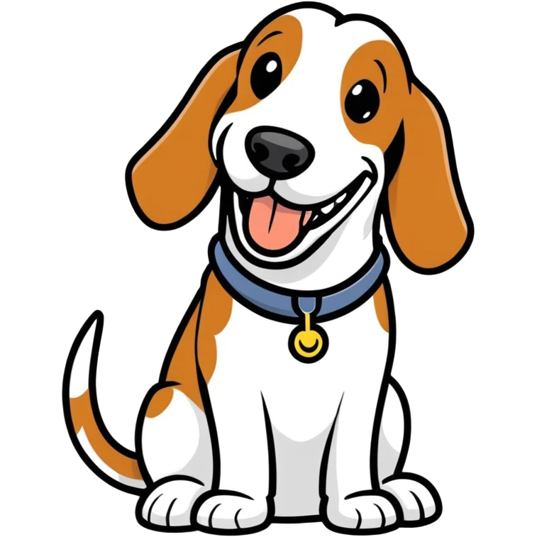 basset hound smiling with teeth emoji
