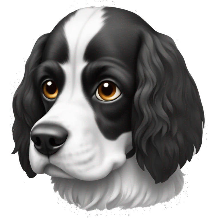 Russian spaniel in black and white emoji
