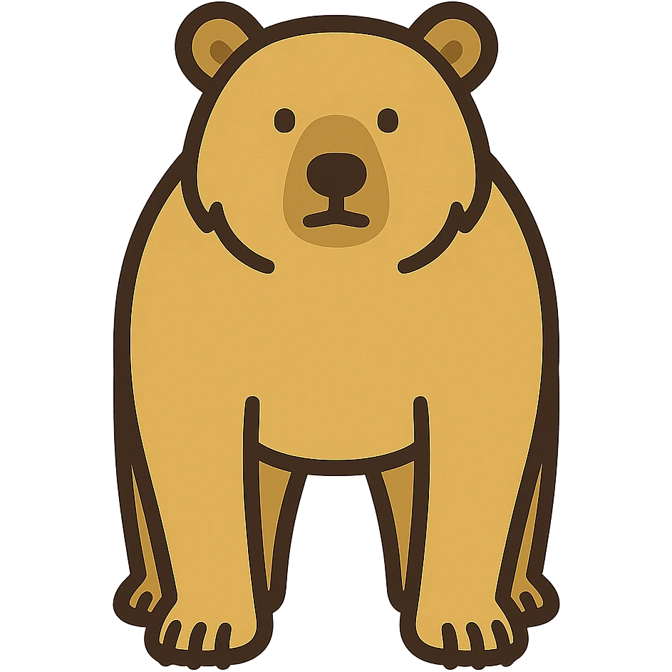 flat toon style blonde grizzly bear full body icon emoji