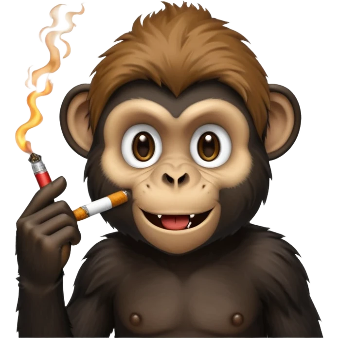 Black monkey with cigarette emoji