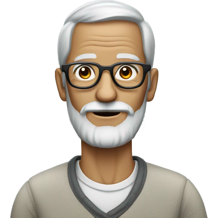Bearded skinny old man with glases, skinnier, grey beard emoji
