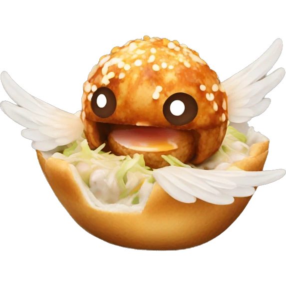 Takoyaki with wings emoji