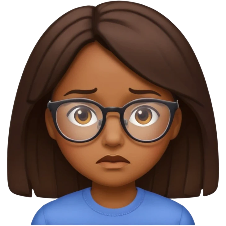 FROWN EXPRESSION WITH GLASSES GIRL emoji