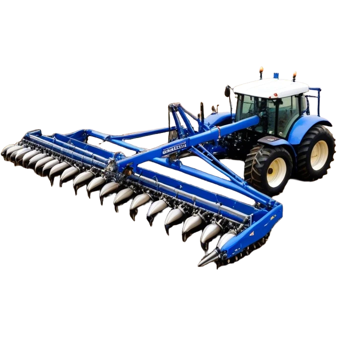 Bourgault 3420 Paralink Hoe Drill (2022) – Cinematic-realistic Bourgault 3420 Paralink Hoe Drill, its massive blue frame stretching across the vast fields. The powerful machine plants seeds with pinpoint accuracy as the sun rises over the horizon, golden dust swirling in the crisp morning air. emoji