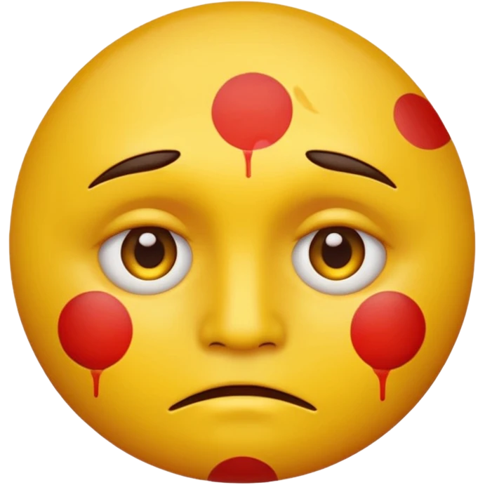 A circular yellow face with face herpes emoji