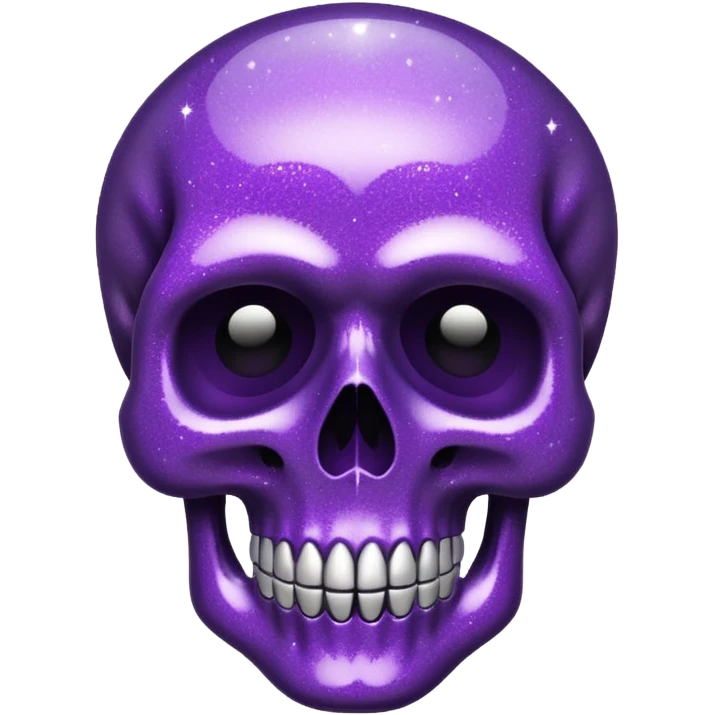 Glitter purple flat skull emoji