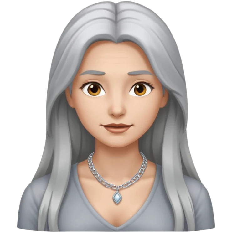 Female with Silver Necklace, grey skin,long hair, more bright silver, different expressions. emoji
