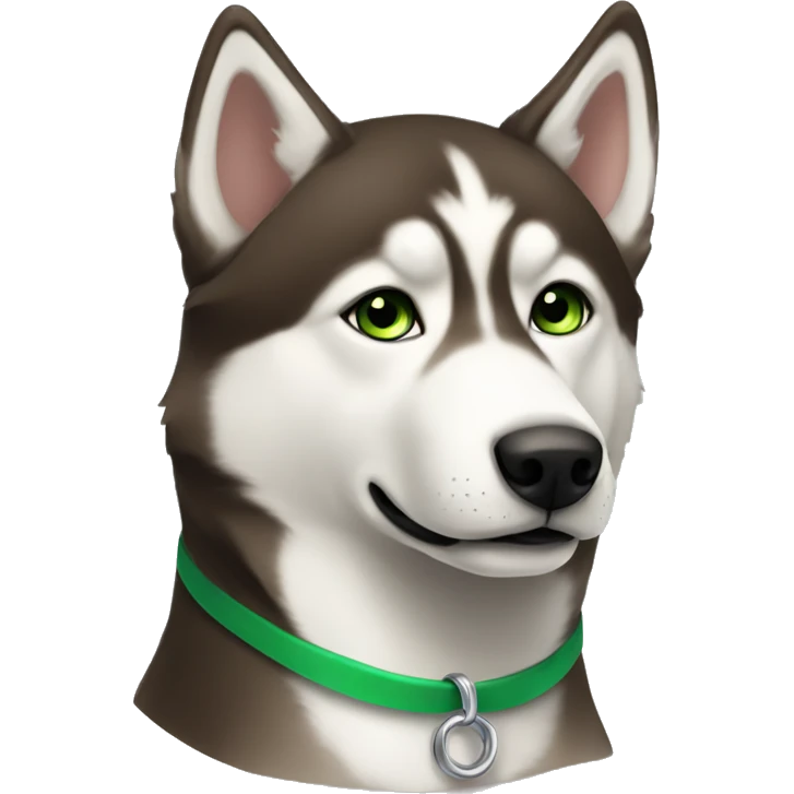 Brown eye husky with green collar emoji