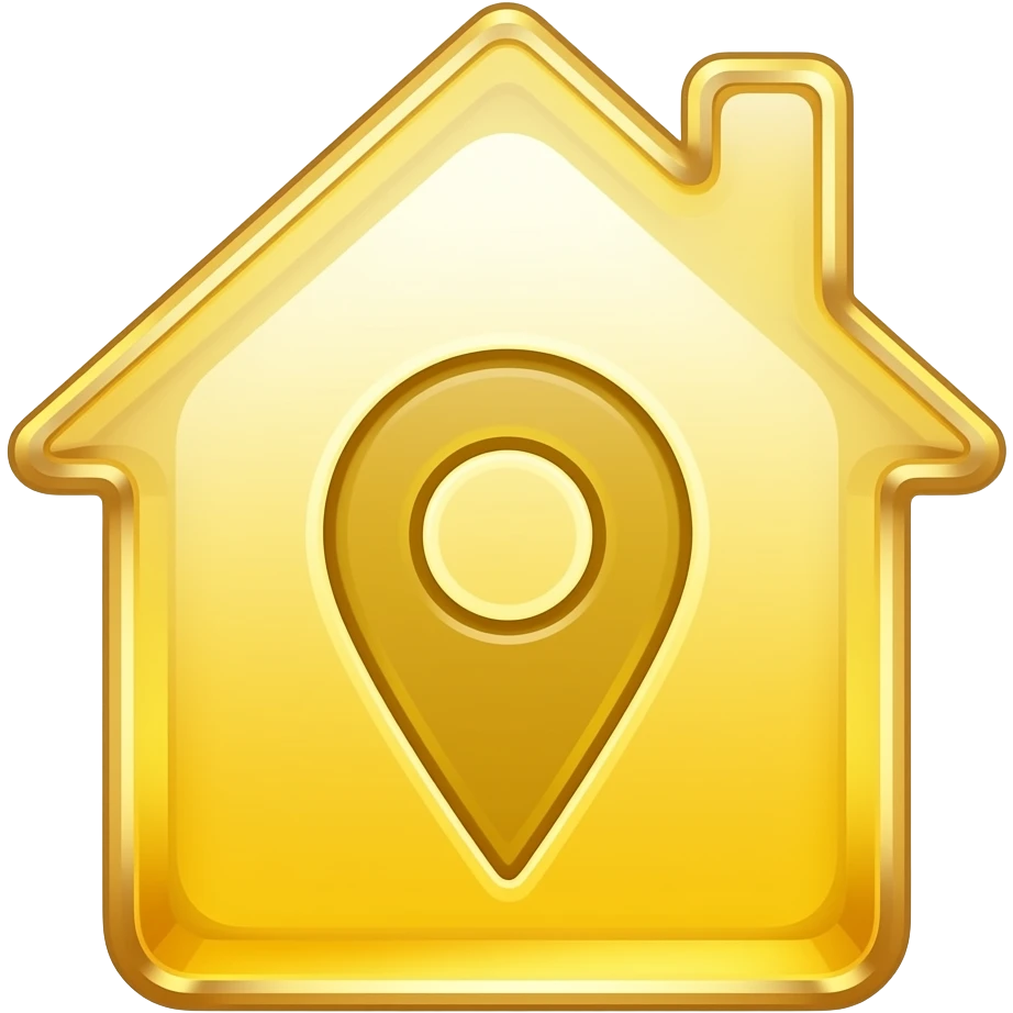 ícone casa e símbolo de localização  yellow vidro  brilhante emoji