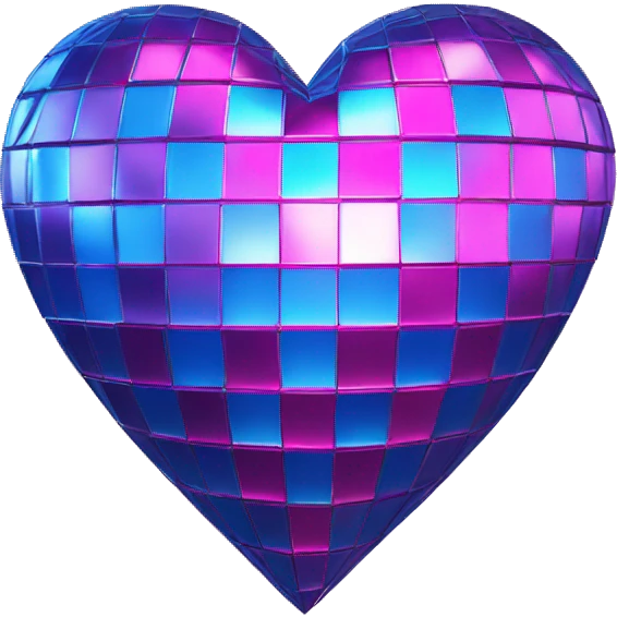 Pink and blue disco ball heart emoji