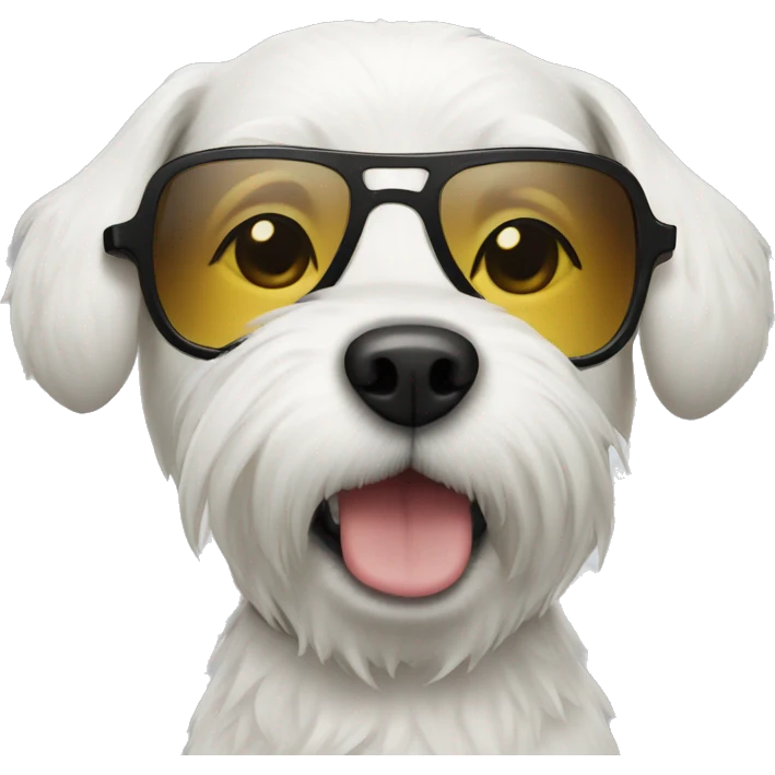 White dog with sunglasses emoji