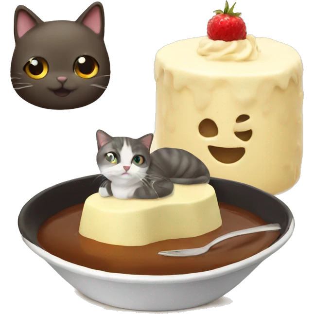 puding with cat emoji