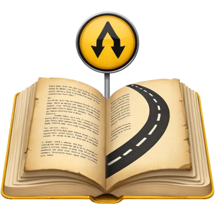 open book with a road sign inside emoji