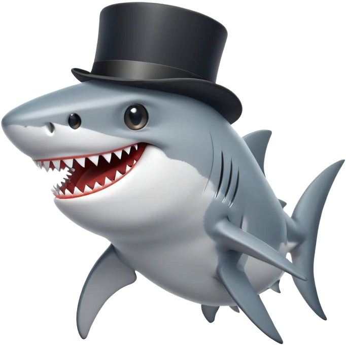 Shark with a top hat emoji