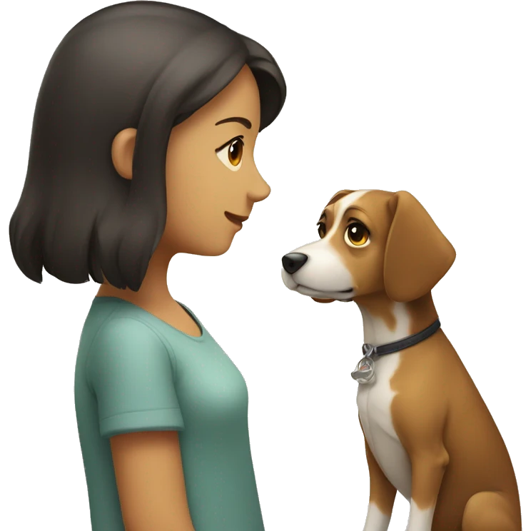 dog wathing a girl emoji