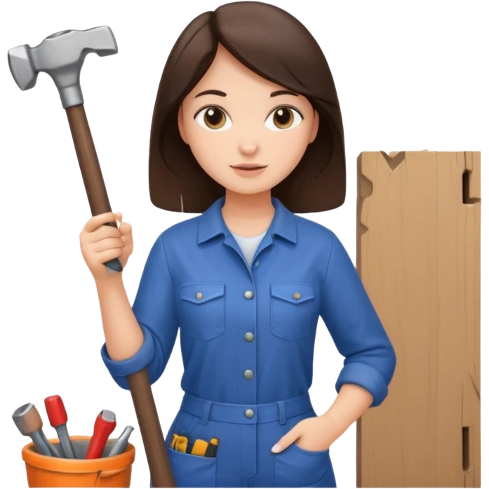 brunette girl renovating her apartment emoji