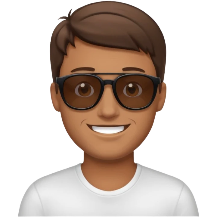 happy white man with brown hair and black sunglasses iOS style emoji