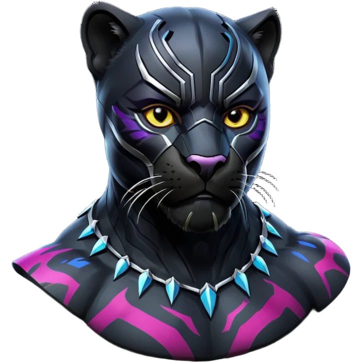 Black panther with colour emoji