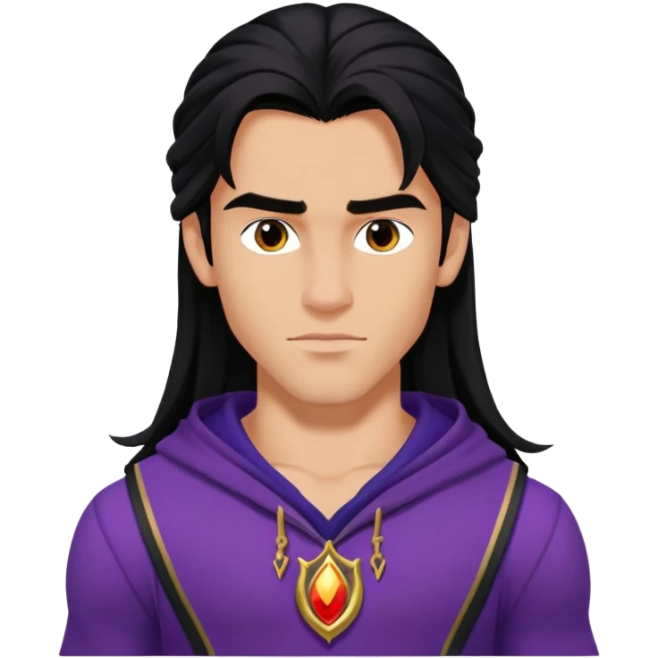 Jay from Descendants, long dark hair, athletic outfit, son of Jafar emoji
